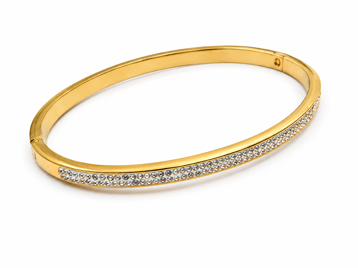 Crystal Pavé Bangle – Gold Plated