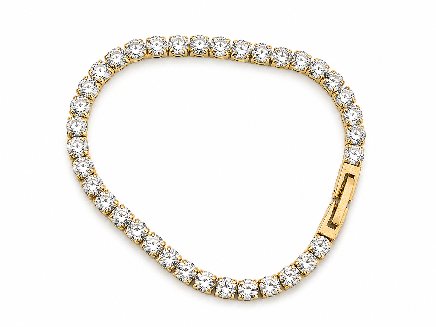 Crystal Tennis Bracelet – Gold Tone