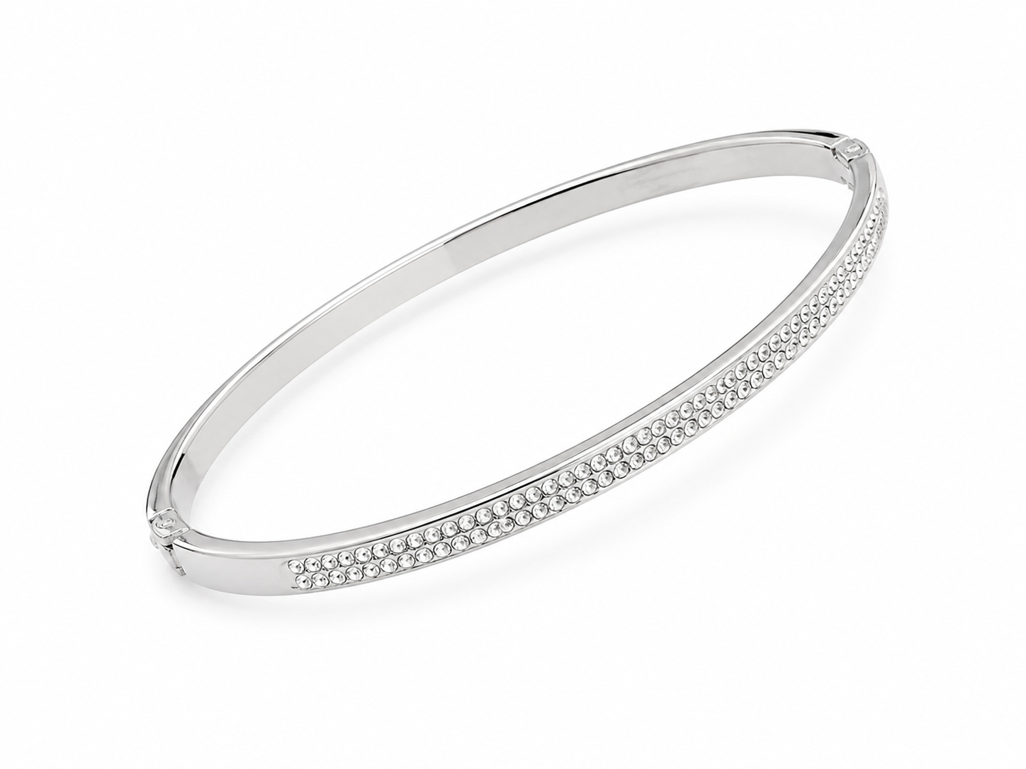 Crystal Pavé Bangle – Steel Tone