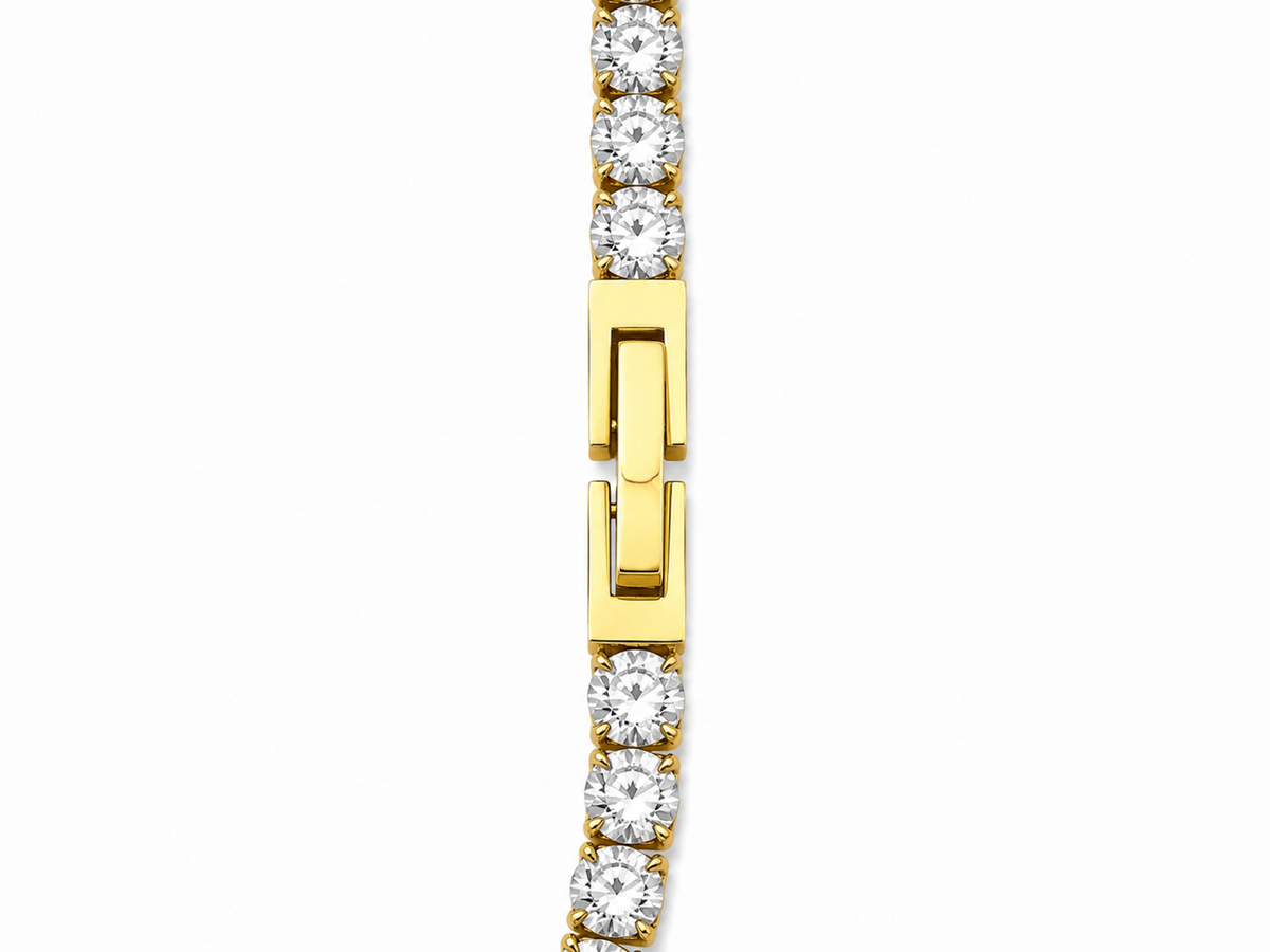 Crystal Tennis Bracelet – Gold Tone