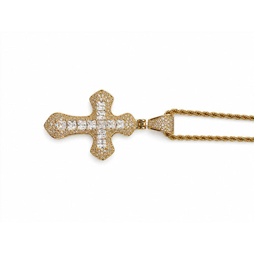 Crystal Cross Necklace – Gold Plated