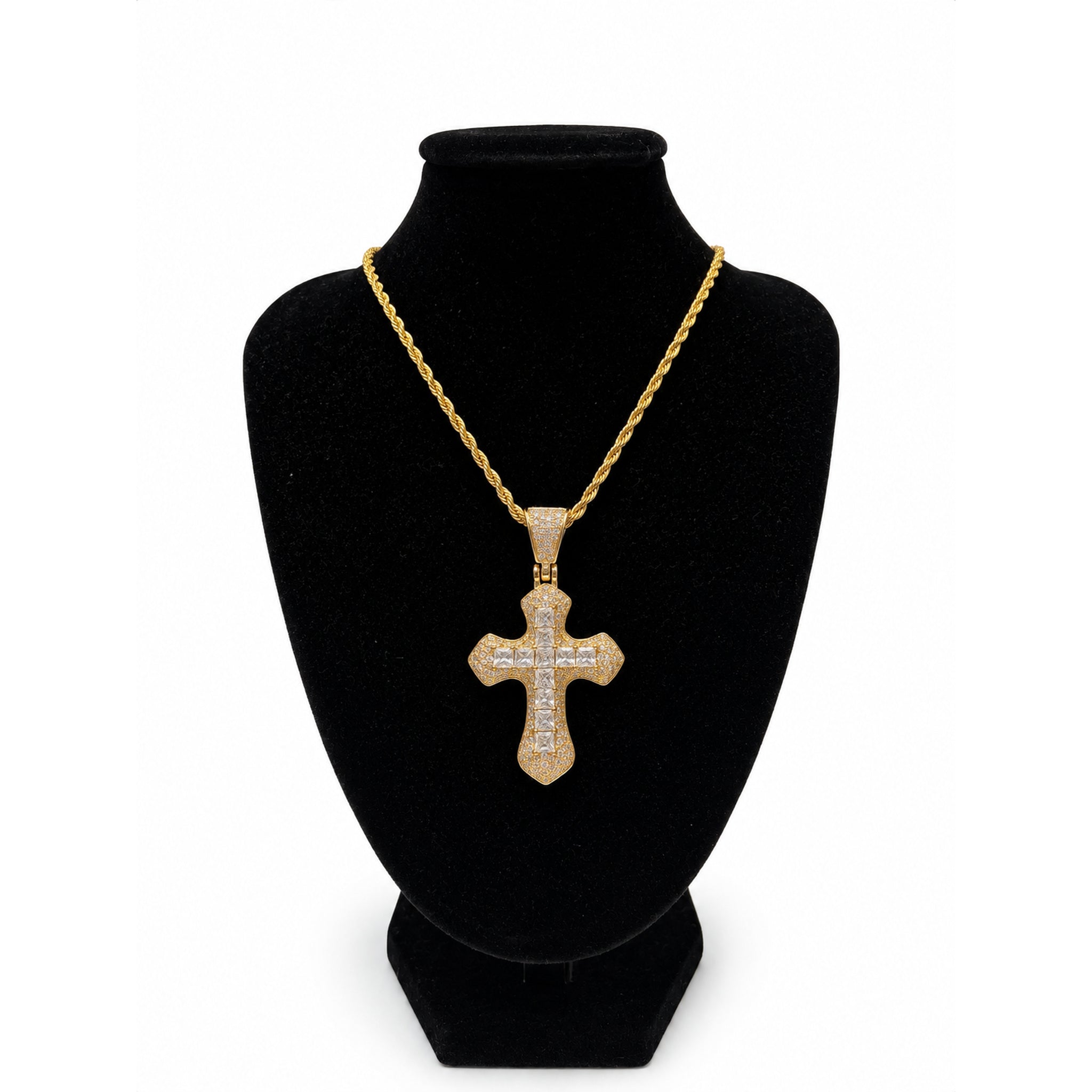 Crystal Cross Necklace – Gold Plated