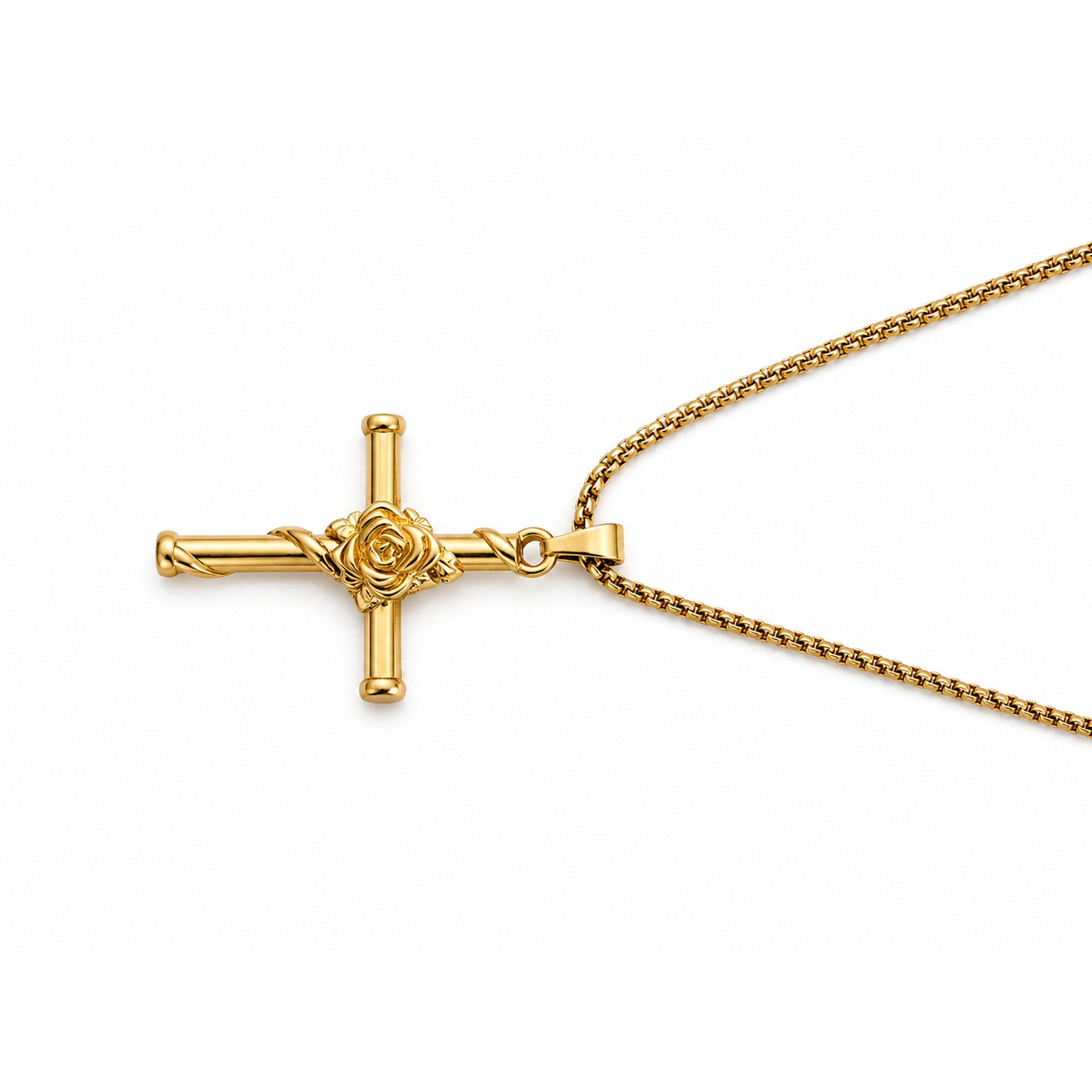 Vintage Cross Necklace – Gold Tone