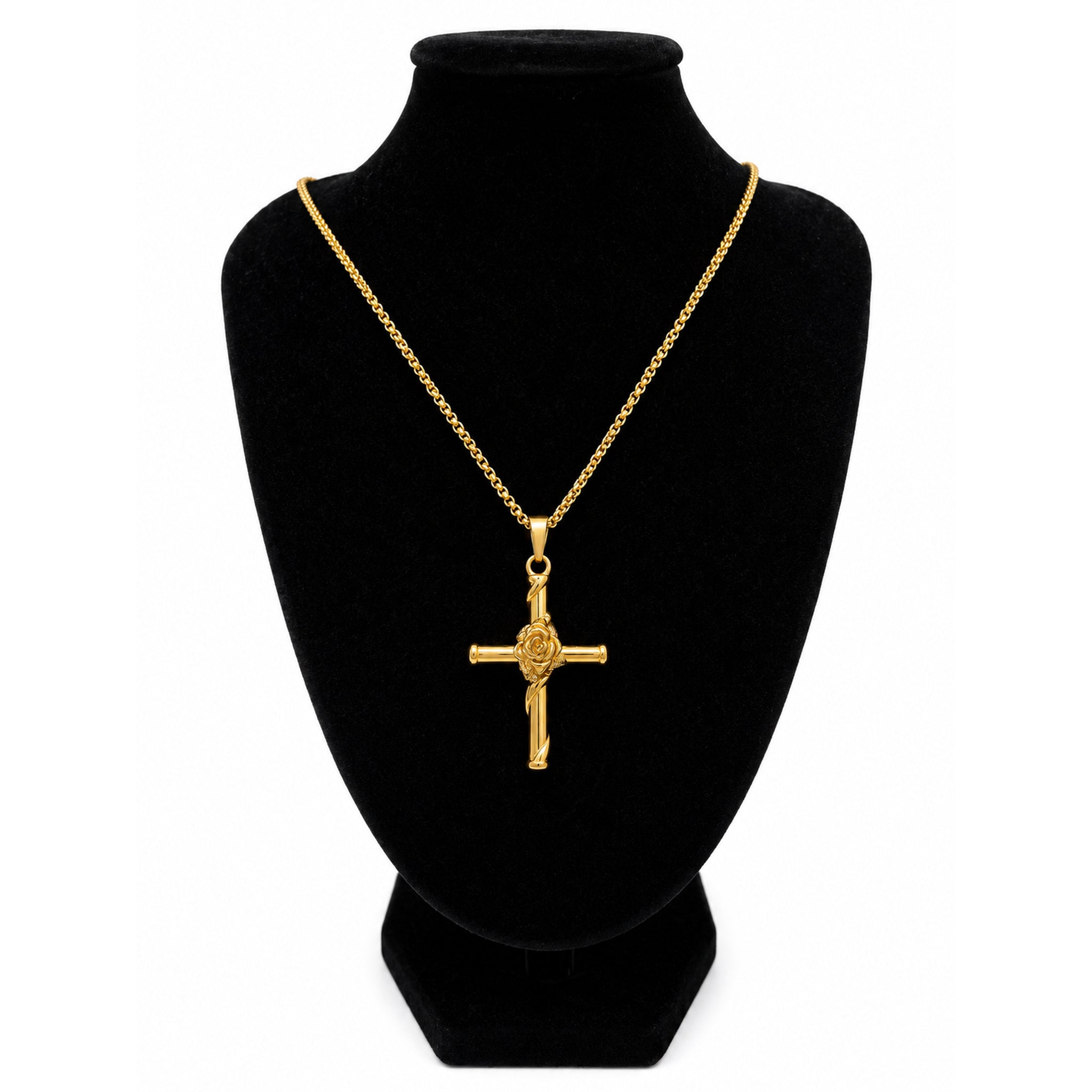 Vintage Cross Necklace – Gold Tone