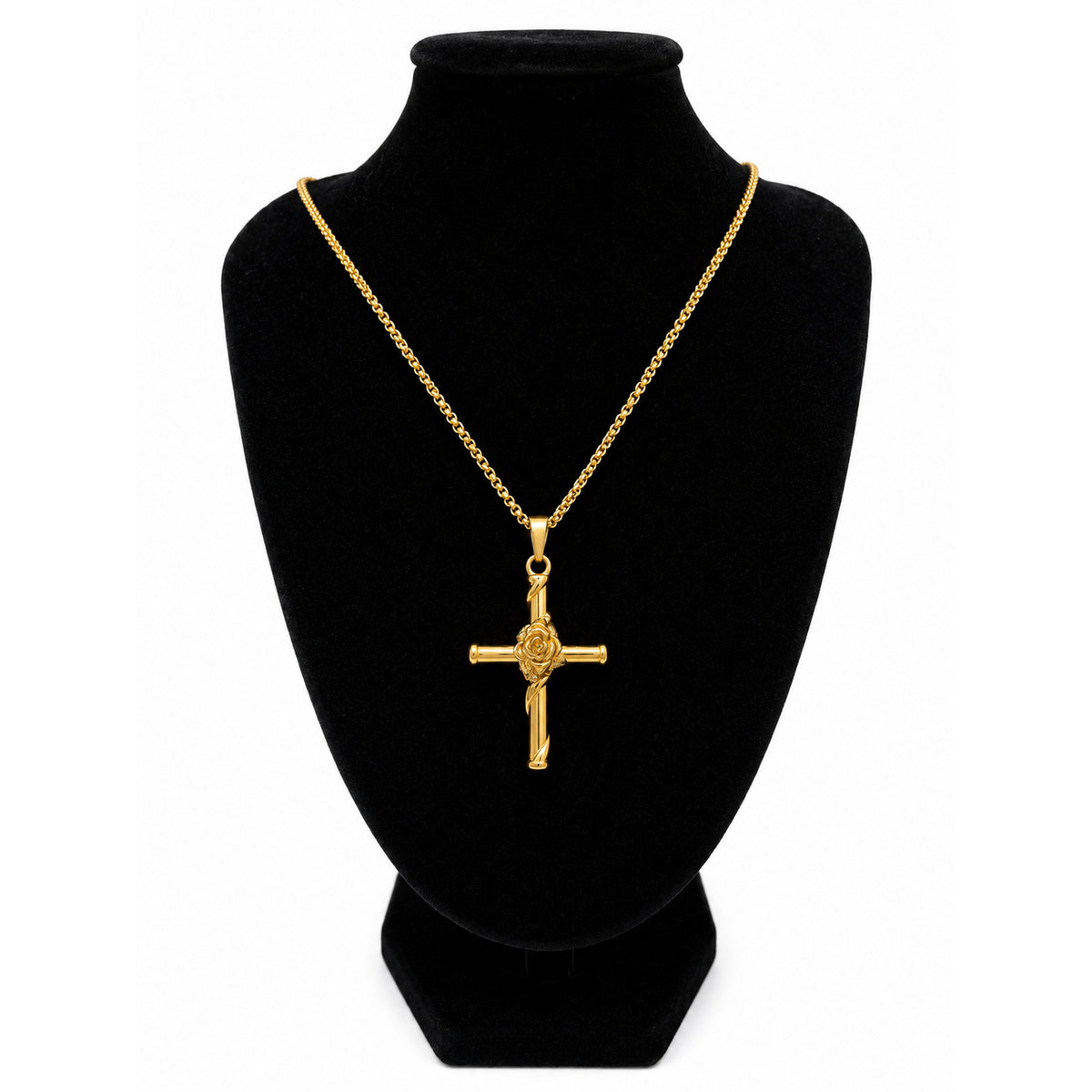 Vintage Cross Necklace – Gold Tone